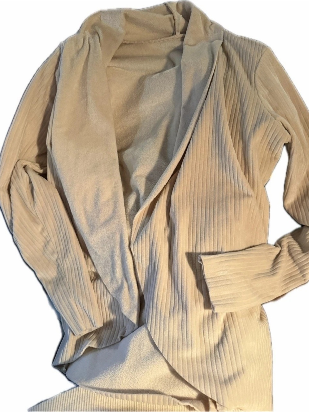 Hello Nite Ribbed Jacket in Beige Size Small